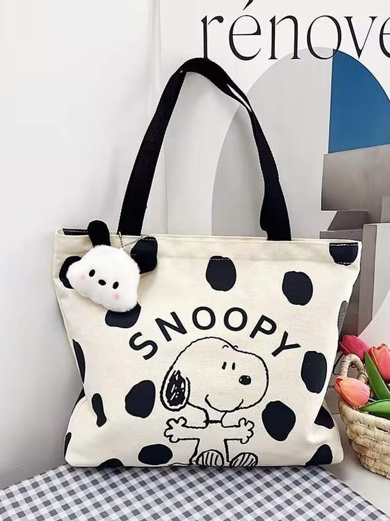 Women Bags Dkny - Karikatür Snoopy Kanvas Omuz Çantası Kadınlar