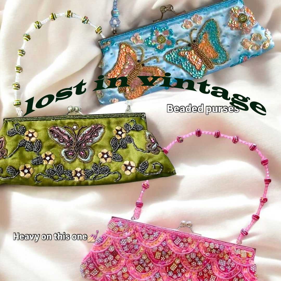 Evening Bag Beaded - Vintage el-işlemeli Glitter boncuk yaprak çiçek