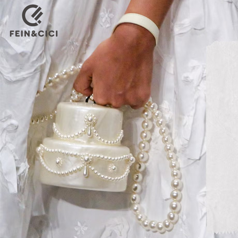 Evening Bag Beaded - Kek şekli el çantası akrilik inci