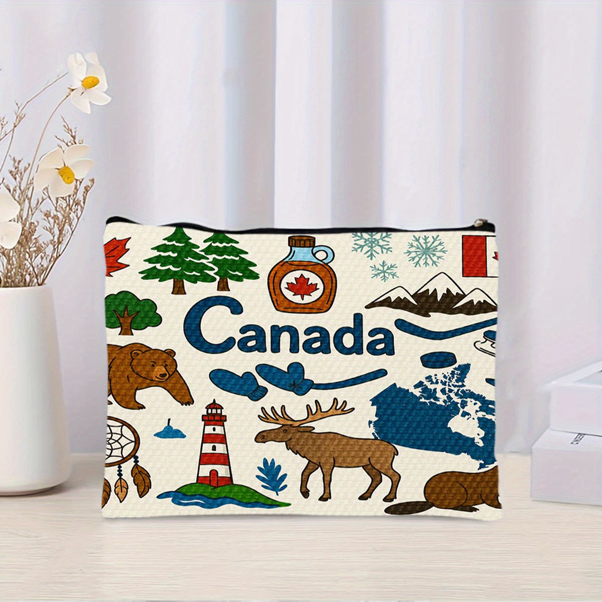 Women Bags Canada - Kanada temalı bir kozmetik çantası -