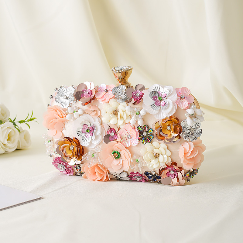 Evening Bag Beaded - Çiçek Akşam Yemeği Çanta Boncuklu Çiçek