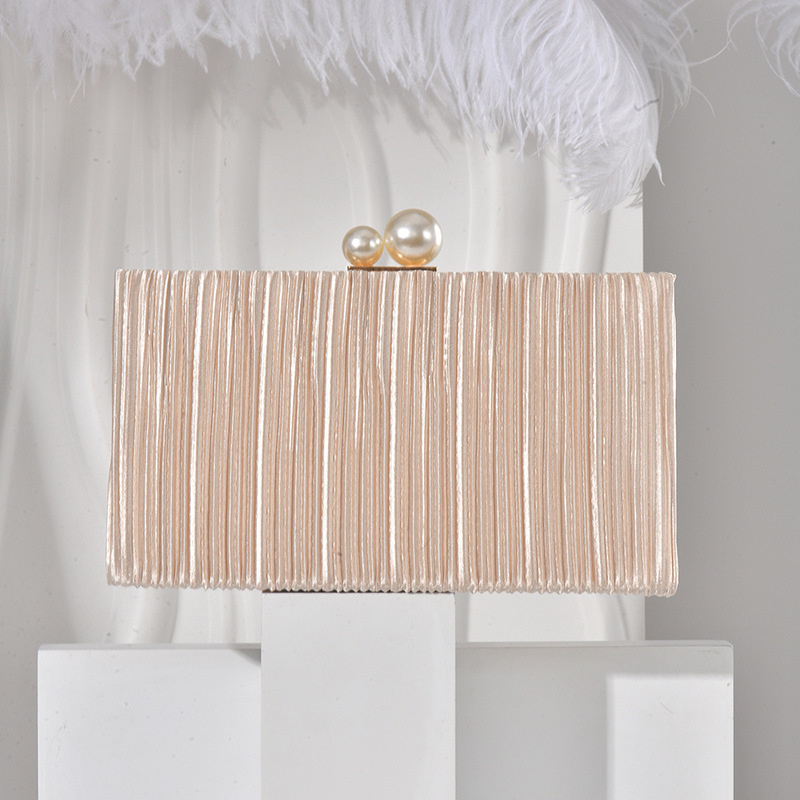 Evening Bag Beaded - Saf Renk Pırıltılı Kumaş Debriyaj Çanta