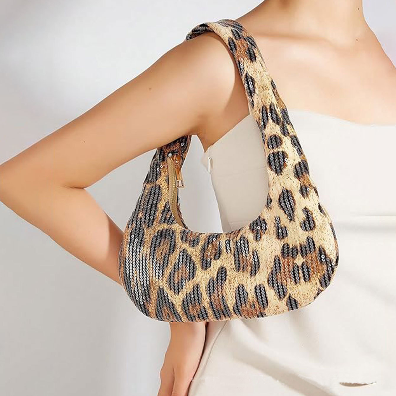 Evening Bag Beaded - Payet Leopar Baskı Akşam Debriyaj Kadınlar