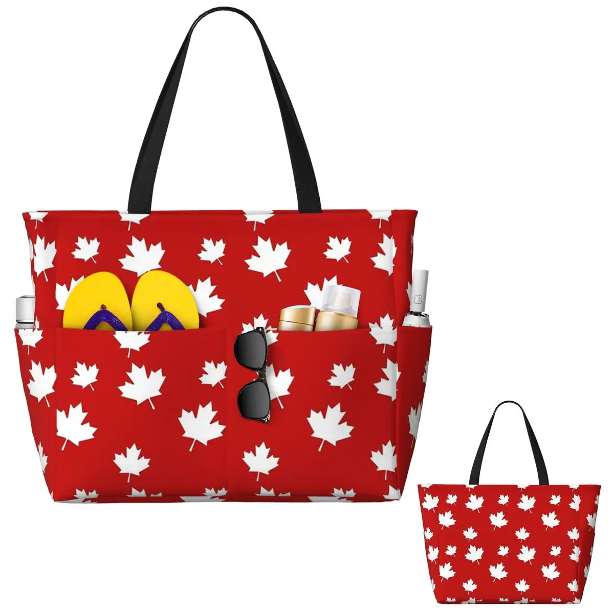 Women Bags Canada - Kanada Akçaağaç Yaprağı Bayrak Desenli Kırmızı