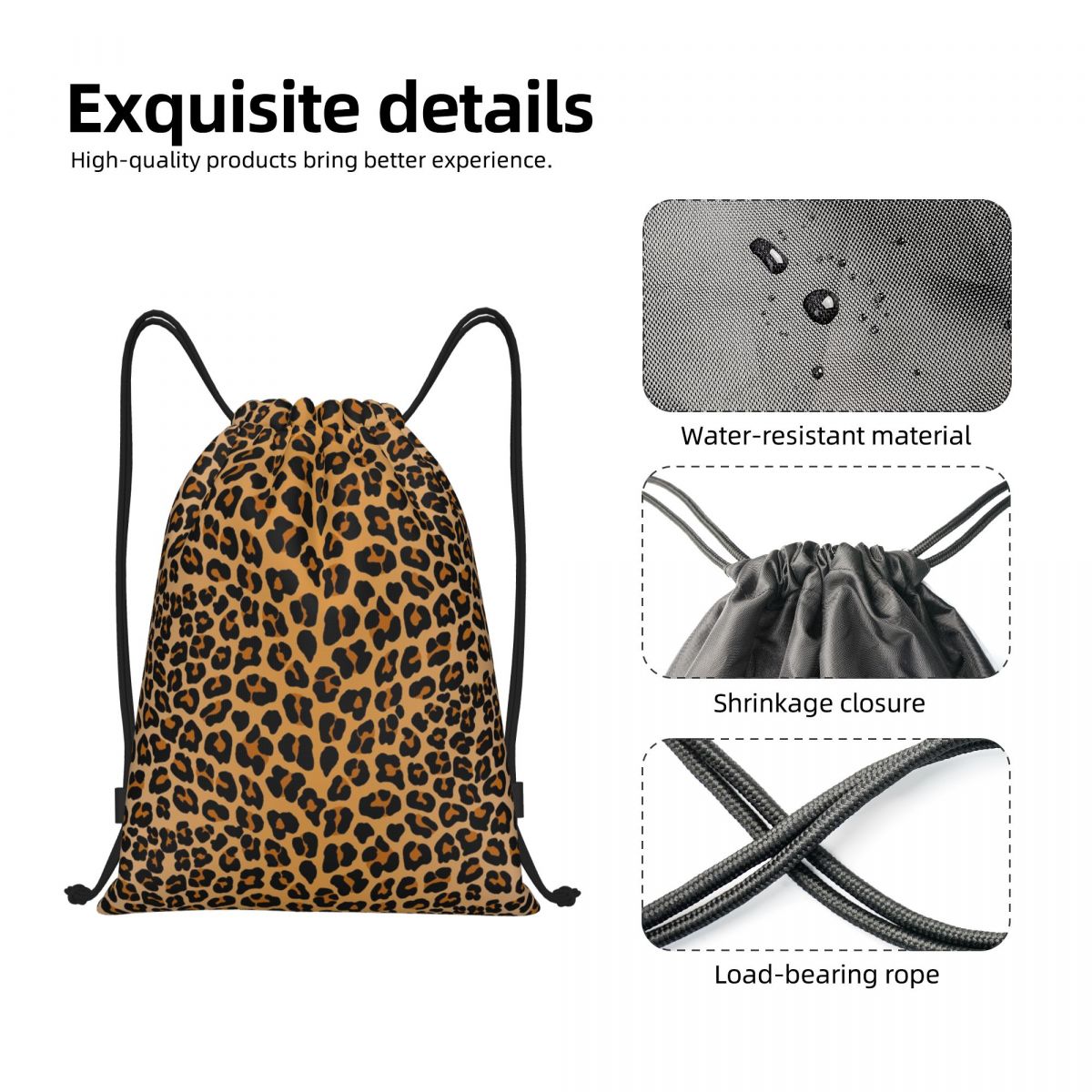 Custom Leopard Print Drawstrin - Women'S Yoga Bags incelemesi ve fiyatı