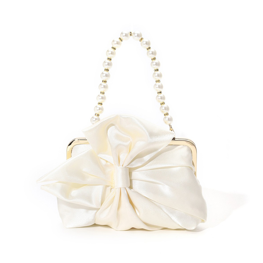 Beyaz Saten Büyük Yay Akşam Ça - Evening Bag Beaded incelemesi ve fiyatı